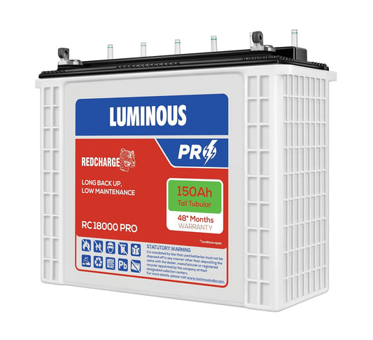 Luminous RC18000 PRO 150Ah Redcharge tall tubular battery 24+24 48*Month warranty
