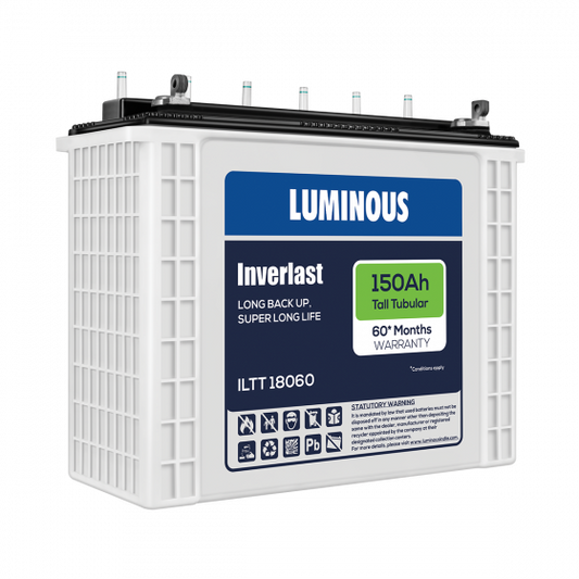 Luminous EC18060 150Ah Inverlast tall tubular battery 36+24 60*Month Warranty