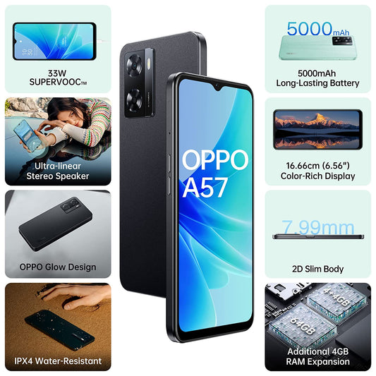 OPPO A57 (Glowing Black, 4GB RAM, 64 Storage)