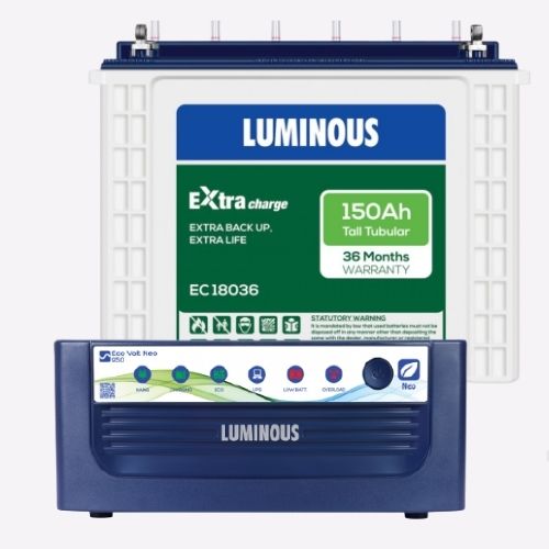 luminous Eco volt neo 1050 inverter & 150Ah - Ec18036 Battery Tall Tubular