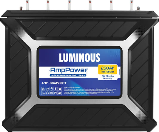Luminous AmpPower 66AP280TT Tall Tubular Inverter Battery 250Ah Long Power Backup 66 Months Warranty