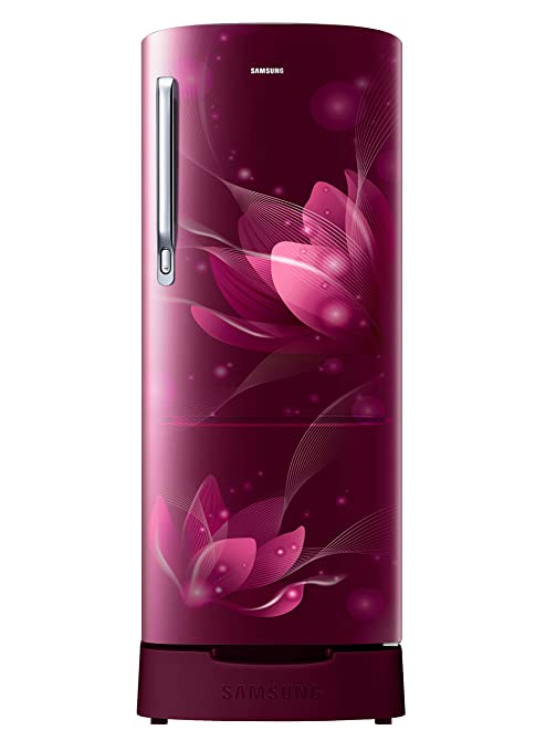 Samsung 2 Star Direct Cool Single Door Refrigerator ( 192 L ) (RR20A281BR8/NL, SAFFRON RED, Base stand drawer)
