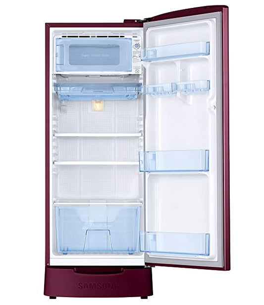 Samsung 2 Star Direct Cool Single Door Refrigerator ( 192 L ) (RR20A281BR8/NL, SAFFRON RED, Base stand drawer)